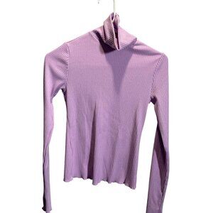 Show Me Your Mumu XS Purple Ribbed Mock Neck Long Sleeve Top